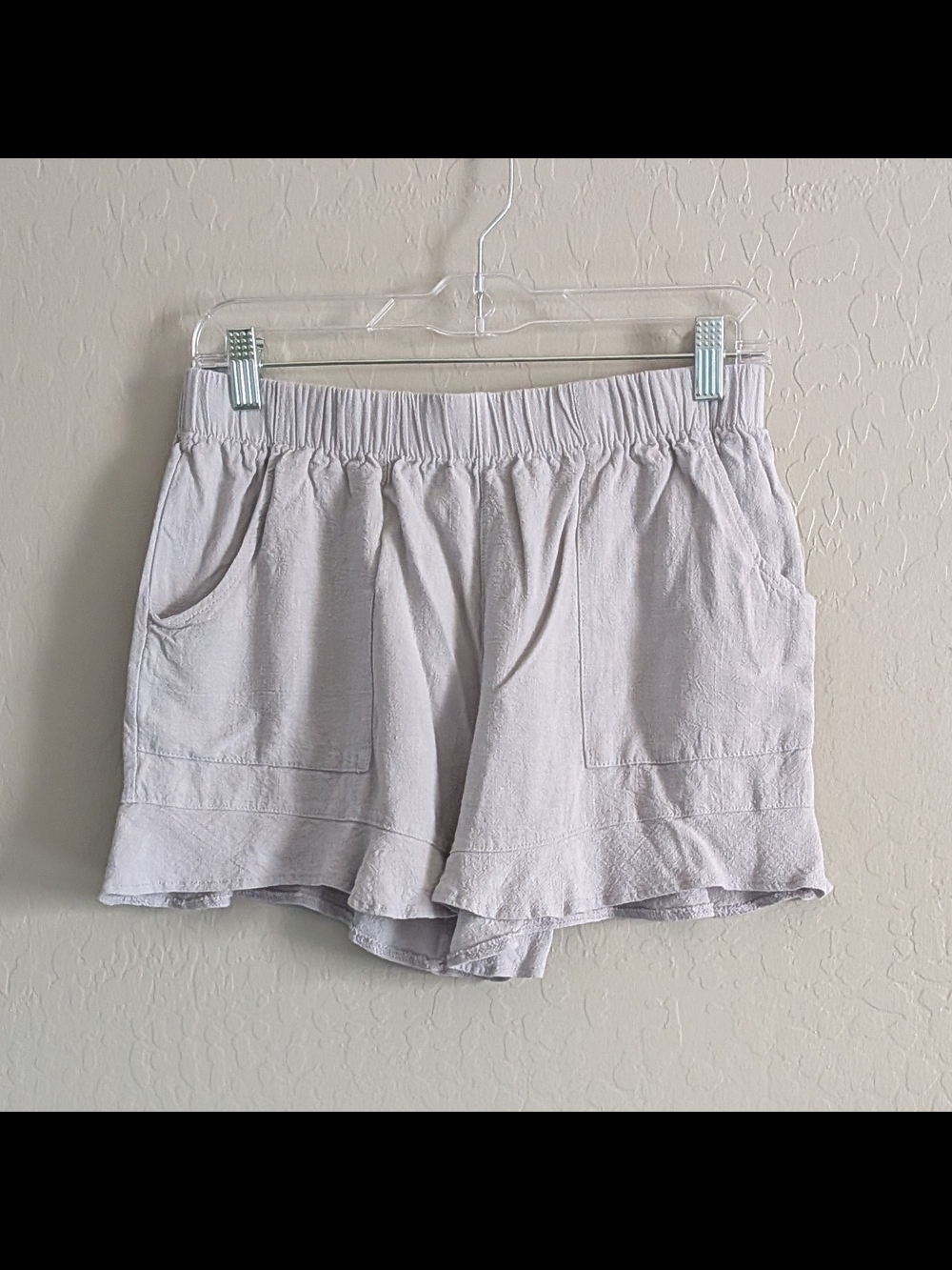 Elastic Waist Light Gray Women's Casual Pull On Shorts